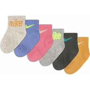 NWT Nike Girls Lightweight Ankle Socks 6 Pairs Multicolor Size 12-24 Months